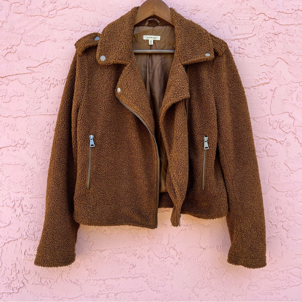 Max Studio Teddy Bear Moto Jacket Size Small